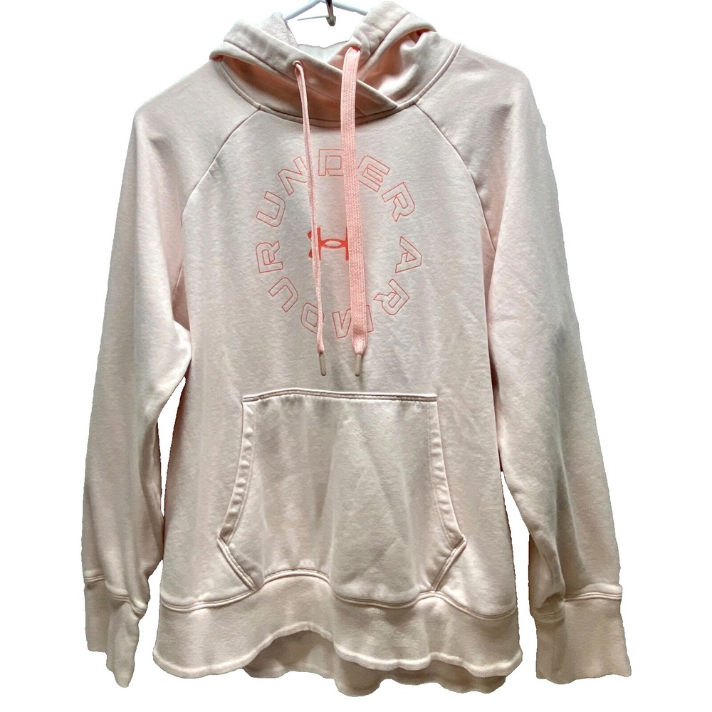 Under Armour Hooded Sweatshirt Women's Large Light Pink Pullover Hoodie GUC